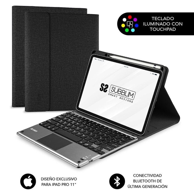 Funda con Teclado Subblim Keytab Pro Bluetooth Touchpad para Tablets Apple iPad Pro de 11" 2020/ Negra 8436586741426 SUB-KT4-BTPI50