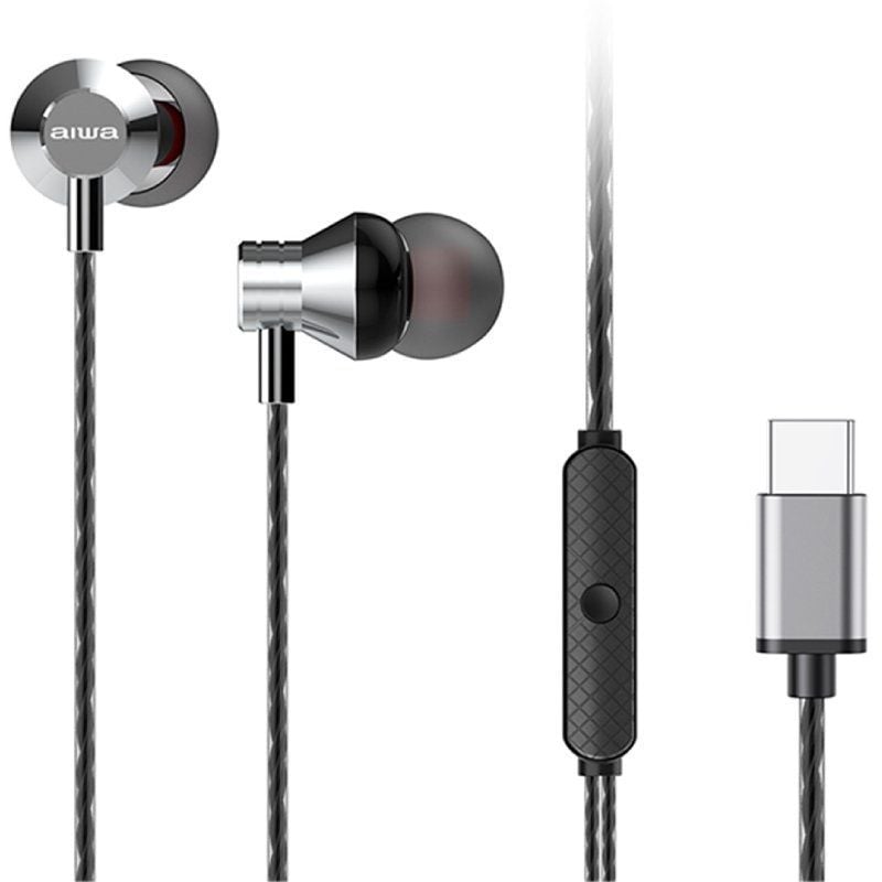 Auriculares Intrauditivos Aiwa ESTM-50USB-C/SL/ con Micrófono/ USB Tipo-C/ Plateados 8435256900286 ESTM-50USB-C/SL