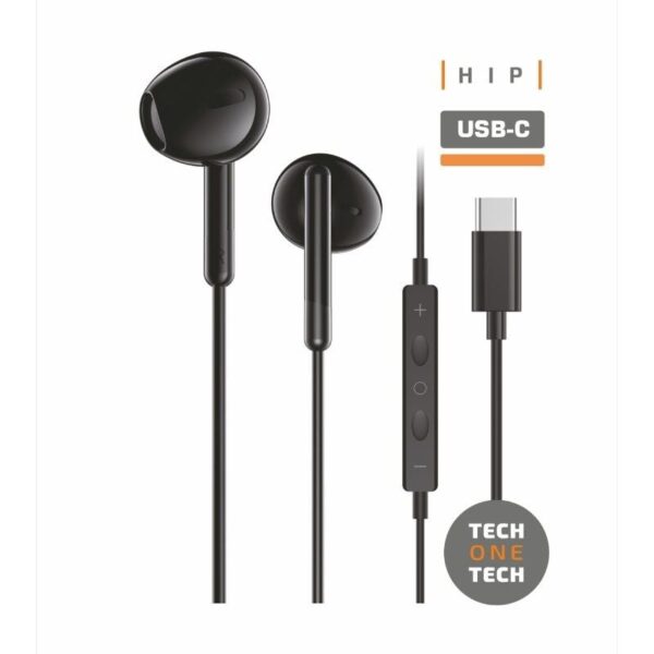 Auriculares Intrauditivos Tech One Tech earTECH TEC1302/ con Micrófono/ USB Tipo-C/ Negros 8436546594284 TEC1302