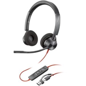 Auriculares Poly Blackwire 3320 para Microsoft Teams USB-C + Adaptador USB-C/A/ con Micrófono/ USB Tipo-C/ Negros 197498429106 8X220AA