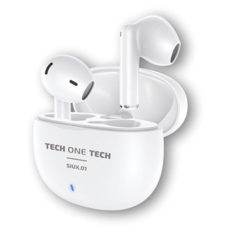 Auriculares Bluetooth Tech One Tech SIUX.01 TEC1401/ con estuche de carga/ Autonomía 5h/ Blancos 8436546594260 TEC1401