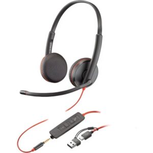 Auriculares Poly Blackwire 3225 + 3.5 mm + Adaptador USB-C/A/ con Micrófono/ Jack 3.5 - USB Tipo-C/ Bulk/ Negros 197498433080 8X229A6