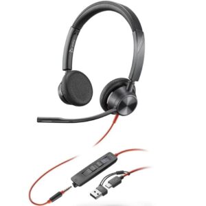 Auriculares Poly Blackwire 3225 para Microsoft Teams + 3.5 mm + Adaptador USB-C/A/ con Micrófono/ Jack 3.5 - USB Tipo-C/ Negros 197498429168 8X222AA