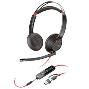 Auriculares Poly Blackwire 5220 USB-C + 3.5 mm + Adaptador USB-C/A/ con Micrófono/ Jack 3.5 - USB Tipo-C/ Bulk/ Negros 197498433103 8X231A6